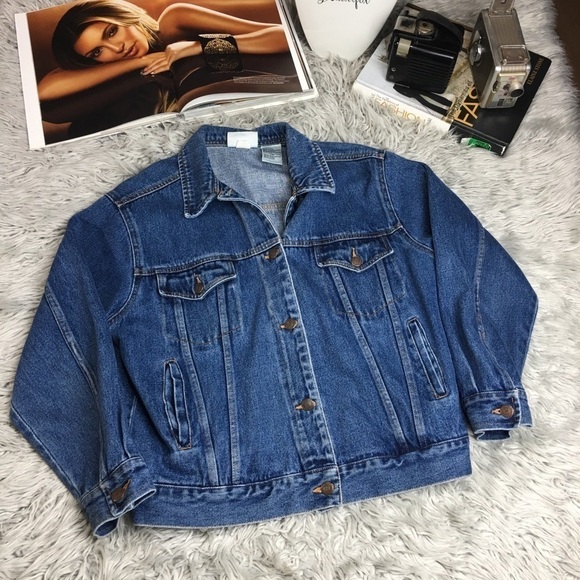 bill blass Jackets & Blazers - Vintage 90s Bill Blass Denim Trucker Jacket 100% Cotton Americana Blue Jean Coat